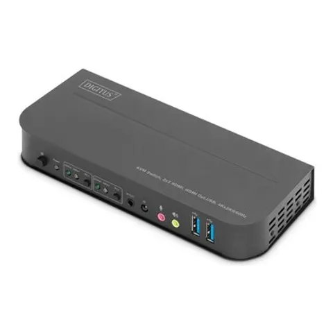 DIGITUS KVM-Switch, 2-Port, HDMI 4K, Metallgehäuse – Bild 1