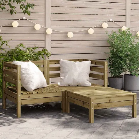 vidaXL Corner Sofa 2 place Solid Pine Wood Natural Impregnated Medium – image 1