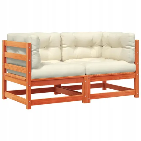vidaXL Patio Footstool 2 place Solid pine wood Brun cire – image 1