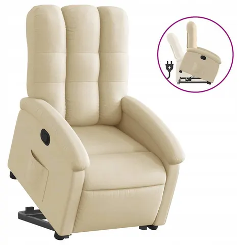 vidaXL Fauteuil inclinable Crème Tissu – 165892 – image 1