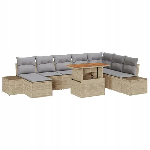 vidaXL Ensemble de canapé de jardin 9 pc Beige polyrotin – 231147 – image 1