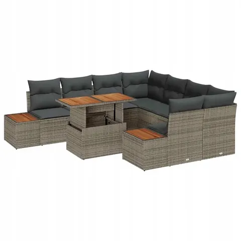 vidaXL Ensemble de canapé de jardin 9 pc Gris polyrotin – 231703 – image 1