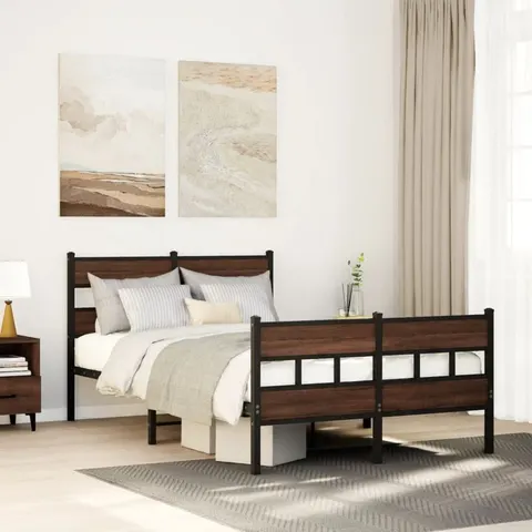 vidaXL Bed Frame Brown Oak 120 x 200 cm – image 1