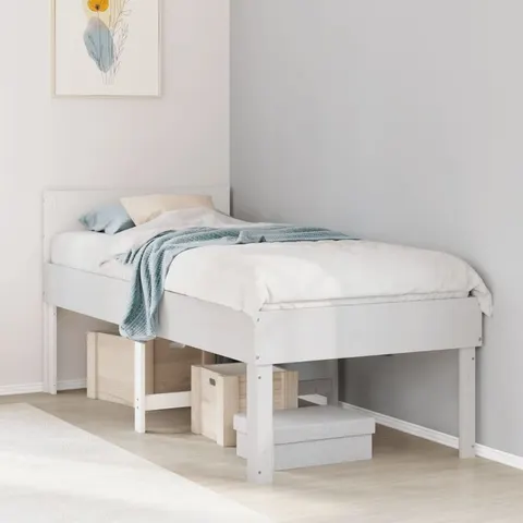 Vidaxl Bed Frame Without Mattress Solid Wood Pine White 75 x 190 cm – image 1