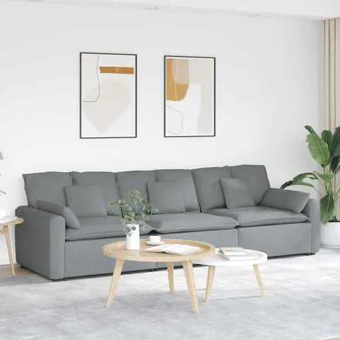 vidaXL Canapé modulable avec coussins gris clair – 641014 – image 1