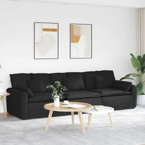 vidaXL Canapé modulable avec coussins noirs – 641038 – image 1