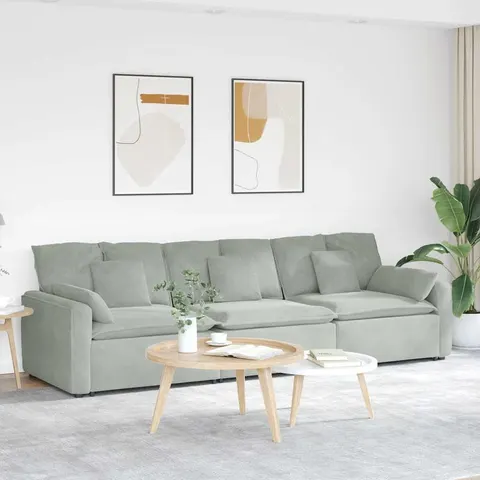 vidaXL Canapé modulable avec coussins gris clair – 641137 – image 1
