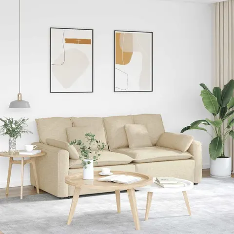 vidaXL Canapé modulable avec coussins couleur crème – 641373 – image 1