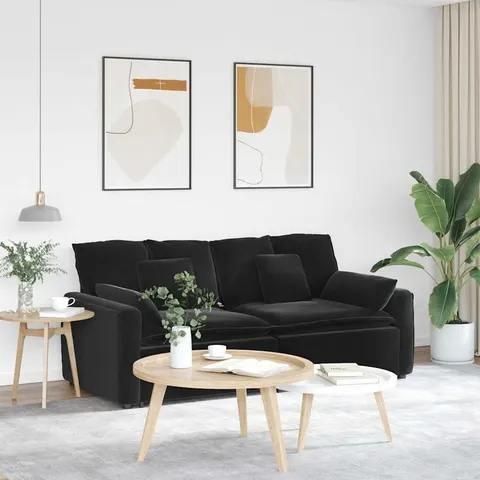 vidaXL Canapé modulable avec coussins noirs – 641489 – image 1