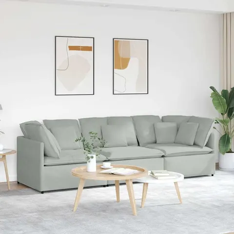 vidaXL Canapé modulable avec coussins velours gris clair – 642936 – image 1