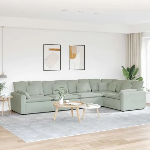 vidaXL Canapé modulable avec coussins velours gris clair – 643421 – image 1