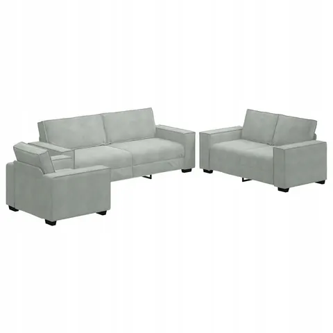 vidaXL Canapé 3 pc Gris clair Velours – 677976 – image 1