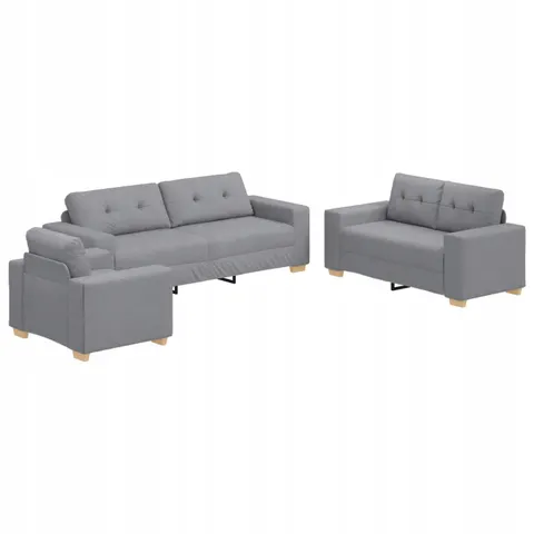 vidaXL Canapé 3 pc Gris clair tissu – 678072 – image 1