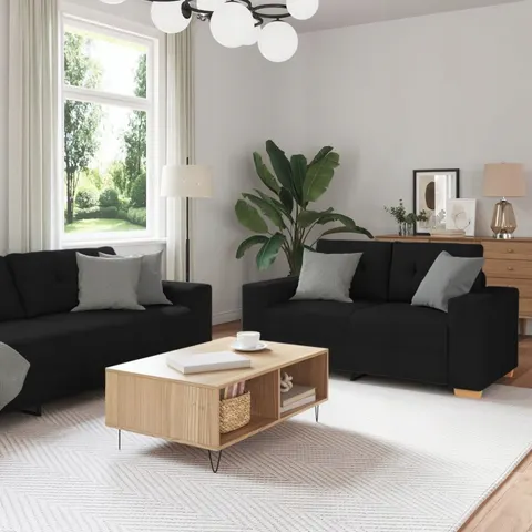 vidaXL Canapé 3 pc Noir tissu – 678096 – image 1