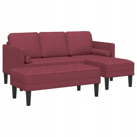 vidaXL Ensemble de Canapés 2 pc Bordeaux Polyester – image 1