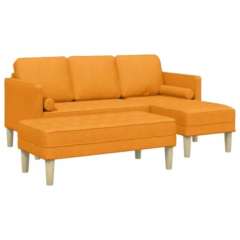 vidaXL Ensemble de Canapés 2 pc Jaune foncé Polyester – image 1