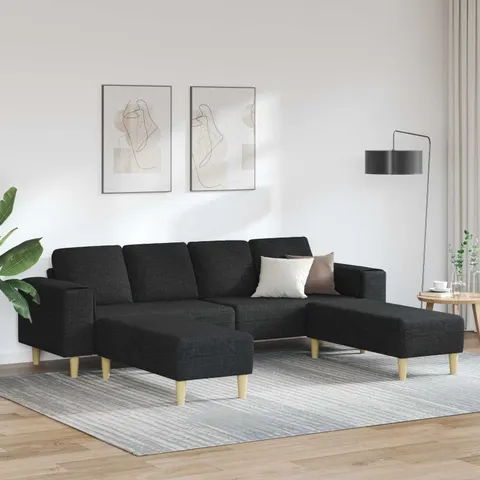 vidaXL Canapé de salon 3 pc Noir Polyester – image 1