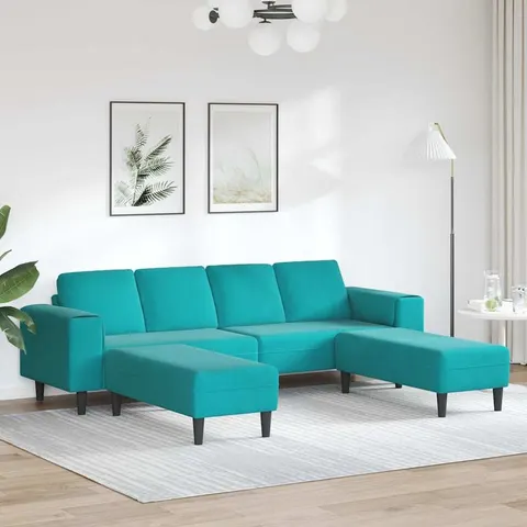 Sofa do salonu 3 pcs Turkusowy vidaXL – zdjęcie 1