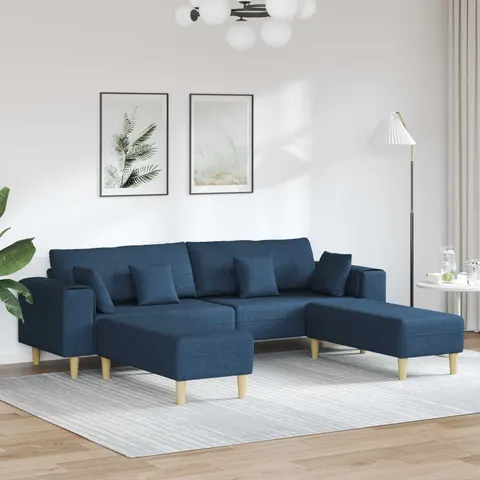 vidaXL Canapé 3 pc Bleu tissu – image 1