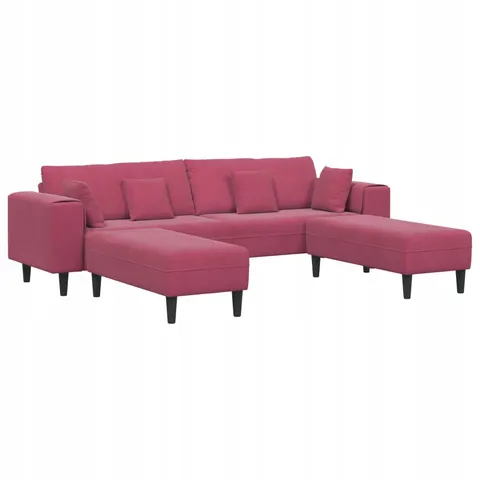 vidaXL Canapé 3 pc Bordeaux Velours – image 1
