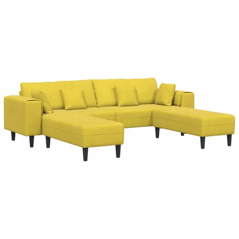 vidaXL Canapé 3 pc Jaune Velours – image 1