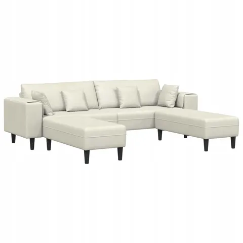 vidaXL Canapé 3 pc Crème Velours – image 1