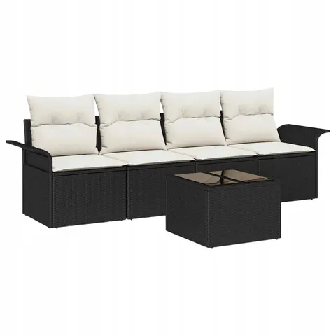 vidaXL Ensemble de Canapés 5 pc Noir polyrotin – 948137 – image 1