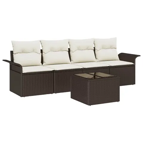 vidaXL Ensemble de Canapés 5 pc Marron polyrotin – 948144 – image 1