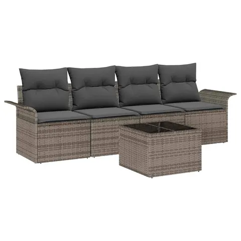 vidaXL Ensemble de Canapés 5 pc Gris polyrotin – 948151 – image 1