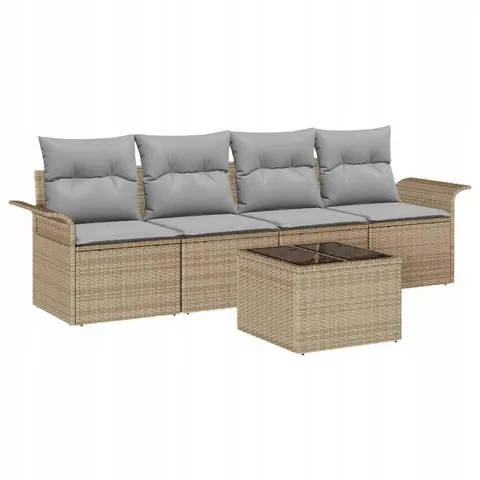 vidaXL Ensemble de Canapés 5 pc Beige polyrotin – 948168 – image 1