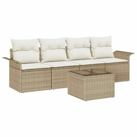 vidaXL Ensemble de Canapés 5 pc Beige polyrotin – 948175 – image 1