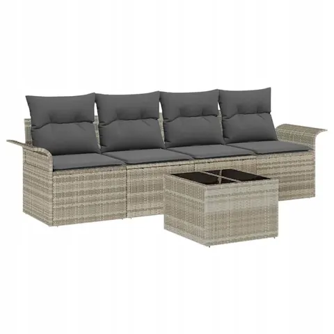 vidaXL Ensemble de Canapés 5 pc Gris clair polyrotin – 948182 – image 1