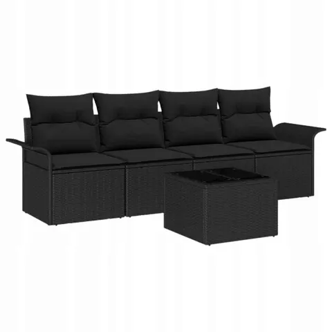 vidaXL Ensemble de Canapés 5 pc Noir polyrotin – 948199 – image 1