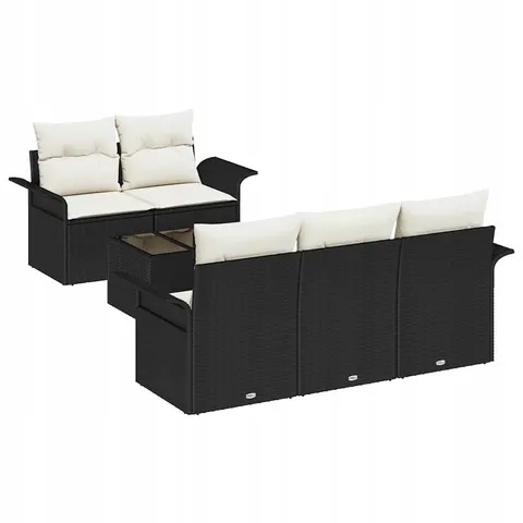 vidaXL Ensemble de Canapés 6 pc Noir polyrotin – 948236 – image 1