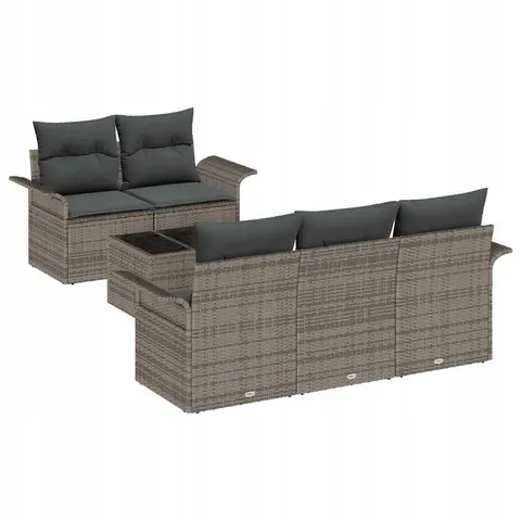 vidaXL Ensemble de Canapés 6 pc Gris polyrotin – 948250 – image 1