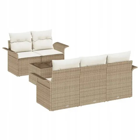 vidaXL Ensemble de Canapés 6 pc Beige polyrotin – 948274 – image 1