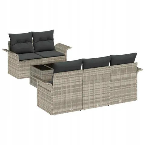 vidaXL Ensemble de Canapés 6 pc Gris clair polyrotin – 948281 – image 1
