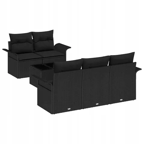 vidaXL Ensemble de Canapés 6 pc Noir polyrotin – 948298 – image 1
