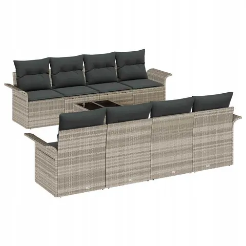 vidaXL Ensemble de canapé de jardin 9 pc Gris clair polyrotin – 948786 – image 1