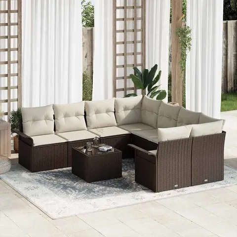 vidaXL Ensemble de canapé de jardin 9 pc Marron polyrotin – 948847 – image 1