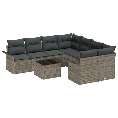 vidaXL Ensemble de canapé de jardin 9 pc Gris polyrotin – 948854 – image 1