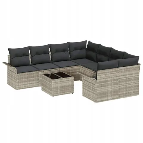 vidaXL Ensemble de canapé de jardin 9 pc Gris clair polyrotin – 948885 – image 1