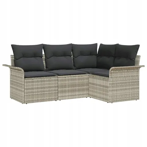 vidaXL Ensemble de canapé de jardin 4 pc Gris clair polyrotin – 949288 – image 1
