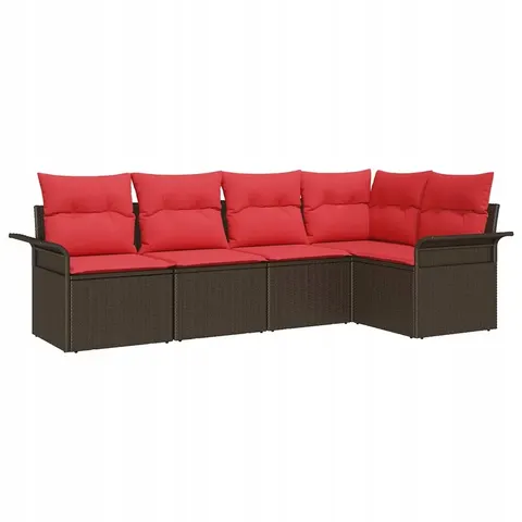 vidaXL Ensemble de canapé de jardin 5 pc Marron polyrotin – 949509 – image 1