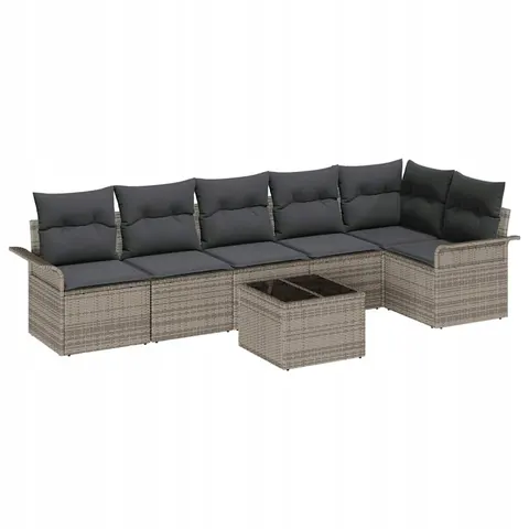 vidaXL Ensemble de canapé de jardin 7 pc Gris polyrotin – 949752 – image 1