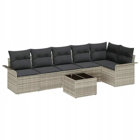 vidaXL Ensemble de canapé de jardin 7 pc Gris clair polyrotin – 949783 – image 1