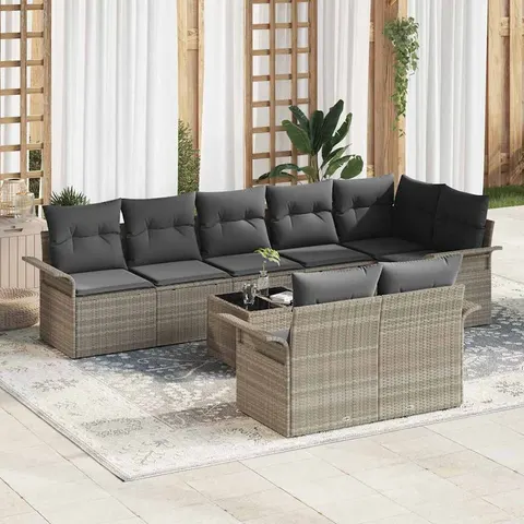vidaXL Ensemble de canapé de jardin 9 pc Gris clair polyrotin – 950086 – image 1