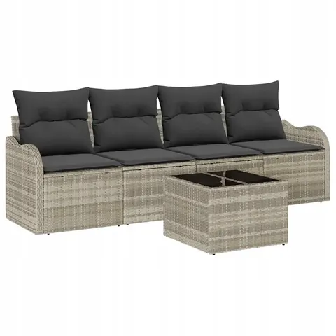 vidaXL Ensemble de canapé de jardin Gris clair polyrotin – 951588 – image 1