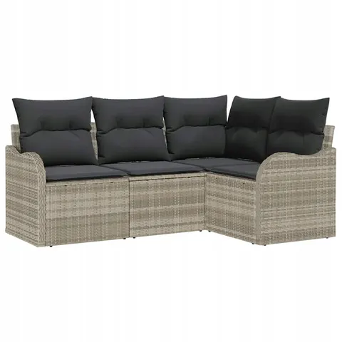 vidaXL Ensemble de canapé de jardin 4 pc Gris clair polyrotin – 952684 – image 1