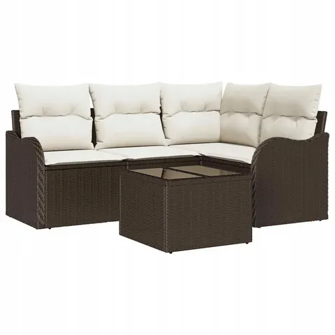 vidaXL Ensemble de canapé de jardin Marron polyrotin – 952745 – image 1
